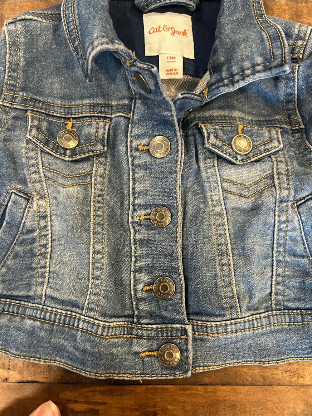 Cat & Jack 12M Light Blue Denim Jean Jacket with Snap Enclosure